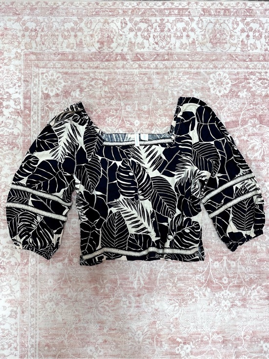 Cynthia Rowley Tops - Linen 🖤 Banana Leaf Balloon Sleeve Blouse